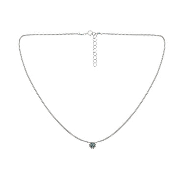 Collar Diamantes 1 Cuadrado Plata Corto Azul